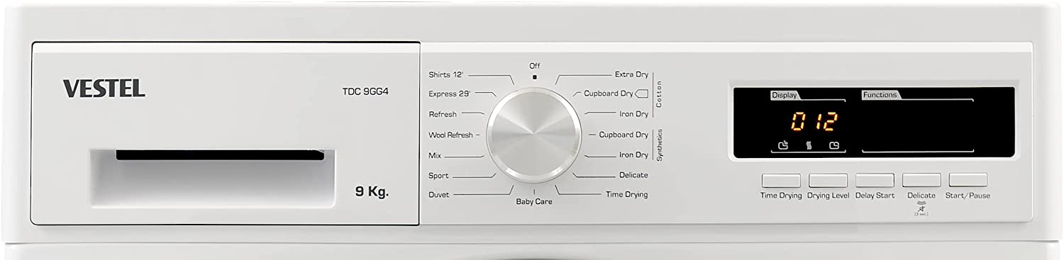 Vestel 9 Kg Front Load Tumble Dryer Condenser 15 Program 1000 RPM White Model TDC9GG4