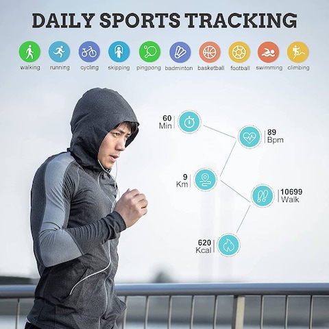 Bluetooth Calls Voice Chat with Heart Rate/Sleep Monitor Fitness Tracker, Smart Watch for Android iOS, Full Touch Screen IP68 Waterproof Silver/Brown