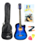 Mike Music 38 inch Acoustic Guitar with bag and strap and Extra String and Capo Right Hand (38 inch glossy, blue)