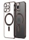 MagSafe Case Magnetic Clear Soft TPU Plating Case Wireless Charging Compatible Shockproof Camera Lens Protection For Apple iPhone 14 Pro Brown