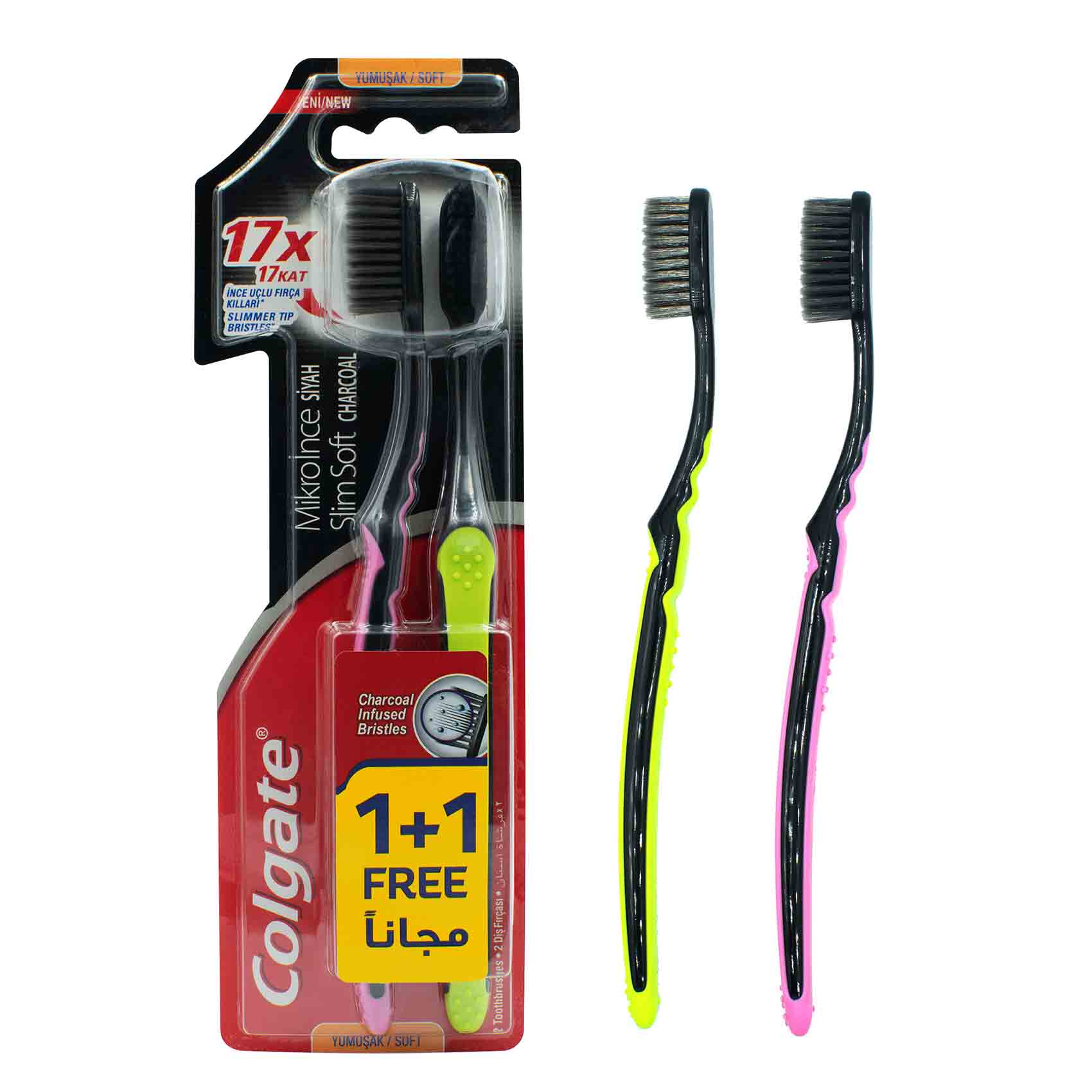 Colgate Toothbrush 17x Charcoal Infused Slim Soft 2 Pieces product thumbnail 2
