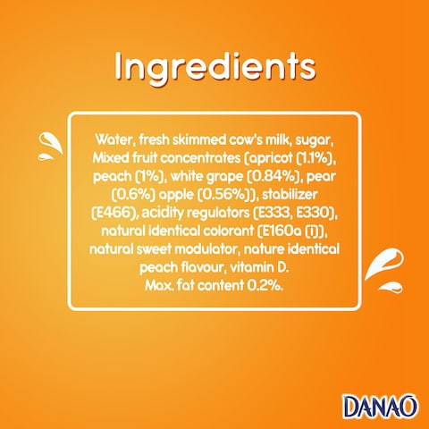 Danao Peach And Apricot Juice Drink With Milk 180ml Pack of 6