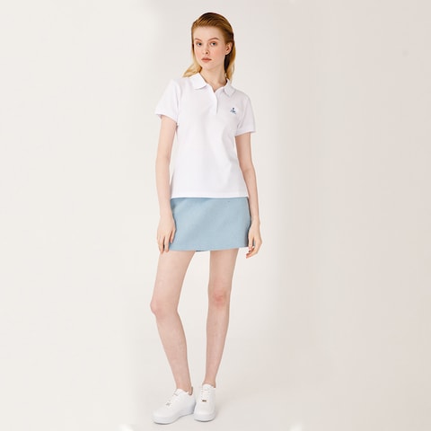 Biggdesign Anemoss Aquarium Women's Polo Collar T-shirt, Short Sleeve Golf Tennis Tshirt, 100% Cotton, M Size, White