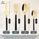 Life Smile 24 Pieces Cutlery Set Service for 6 person,Pure Stainless Steel Flatware Set,Mirror Polished Cutlery Utensil Set Include Spoon/Fork/Knife/Tea Spoon(SHINY GOLD HEAD &amp; SHINY BLACK HANDLE)