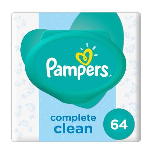 Pampers Complete Clean Baby Wipes with 0% Alcohol 64 Wipe Count