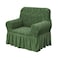 Jacquard Fabric Stretchable One Seater Sofa Cover Olive Green
