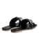 AMICA Nora Women's Square Open Flat Slide Leather Sandals with Embellished Trim Perfect for Business Casual, Evening, Event in Black