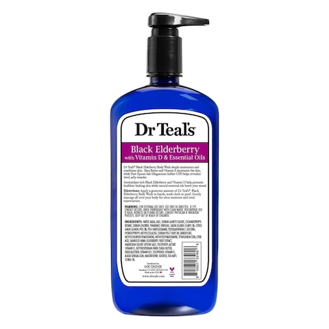 Dr Teals Body Wash With Pure Epsom Salt Black Elderberry Vitamin D And Essential Oils 710ml