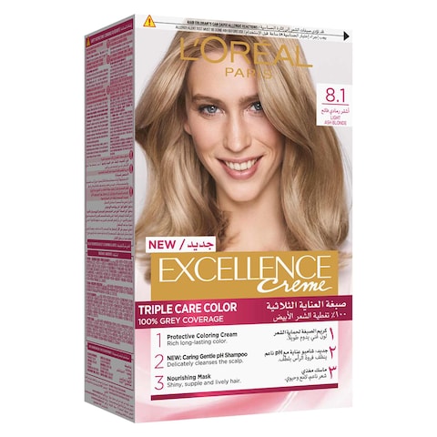 Buy LOreal  Paris Excellence Creme Triple Care Permanent Hair Colour 8.1 Light Ash Blonde in UAE