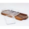 BILLI Glass Bowls with Wooden Tray Fruit Condiment Appetizer Tray Desserts Serving Tray Snack Nut Plate with 3 Bowls