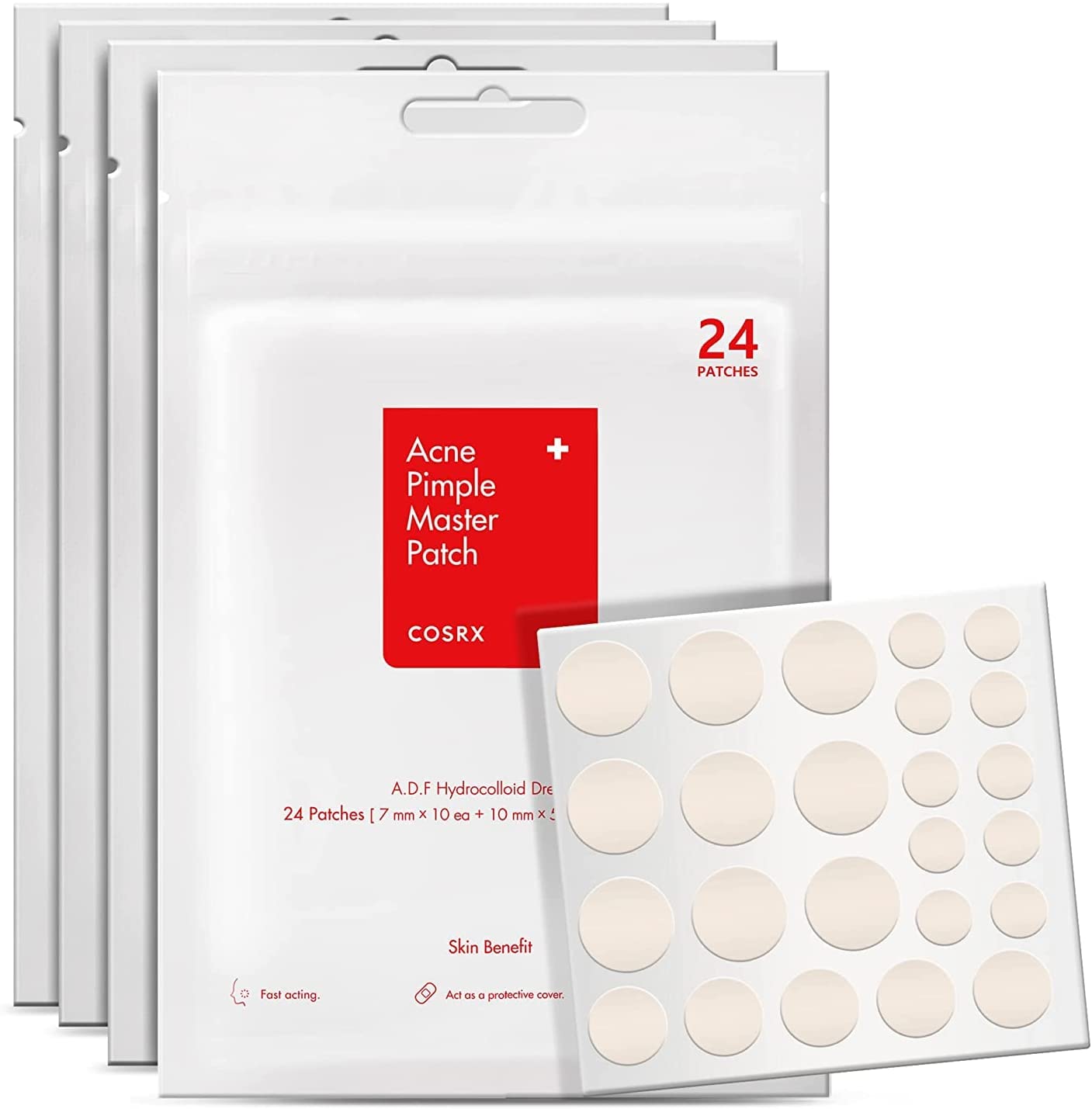 Cosrx Acne Pimple Patch (96 Counts) Absorbing Hydrocolloid Spot Treatment Fast Healing, Blemish Cover, 3 Sizes