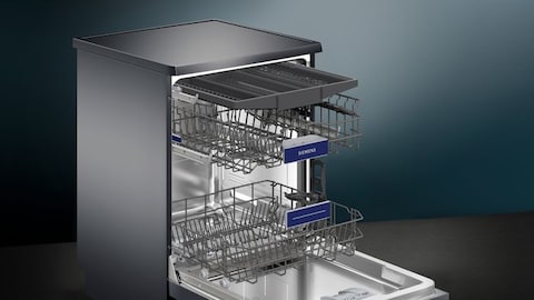 Siemens iQ300 Free-Standing Dishwasher 60 cm Black Inox, SN23HC65MM