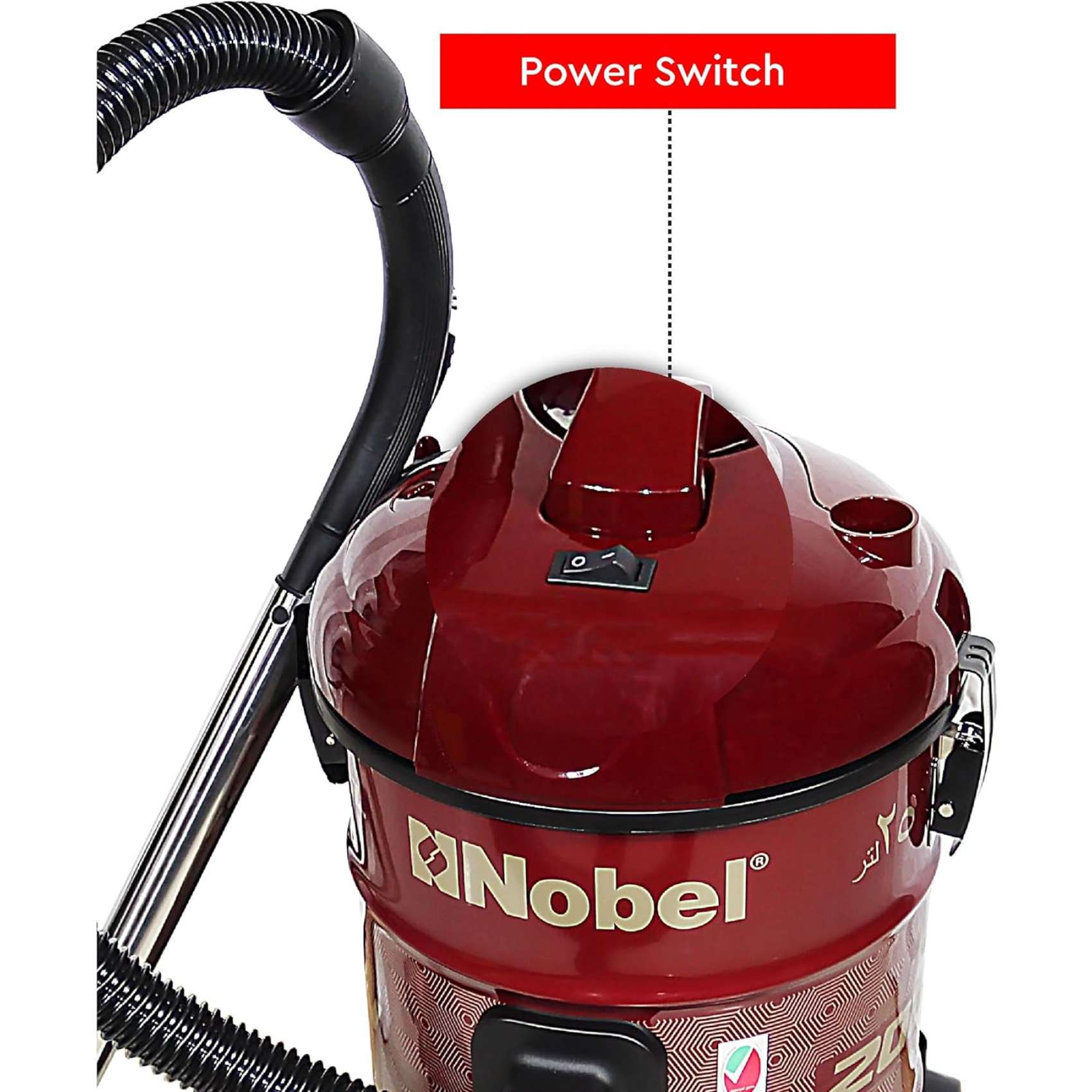 Nobel 25 Litre Drum Vacuum Cleaner With 25 Ltr Dust Bag Low Noise NVC2525 Red