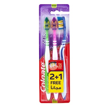Colgate Zig Zag Toothbrush Medium 2 Pieces 1 Piece Free