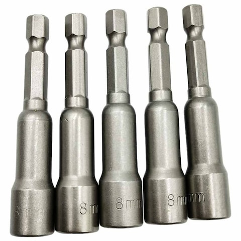 Magnetic Nut Socket For Drill, 8mm Drill Nut Socket, Strong Magnetic - Chromium-vanadium (CRV) 5 Pcs Set