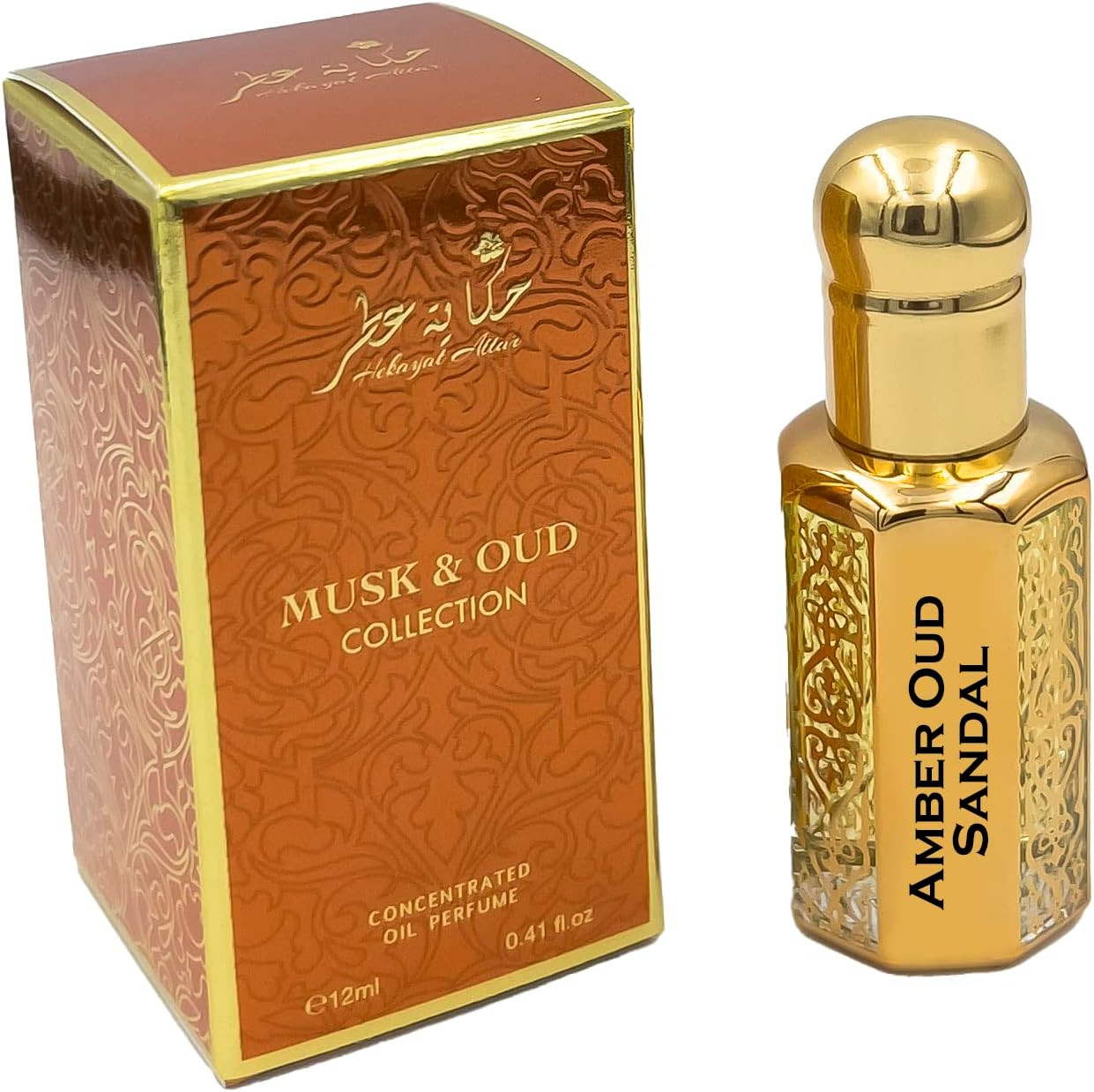 Hekayat Attar Amber Oud Sandal 12 Ml Concentrated Oil Perfume