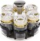 Revolving Spice Rack Organizer with 6 Glass Jar Bottles Set for Herbs, Salt &amp; Pepper, Glass Condiment Set with 360&deg; Rotating Holder (White &amp; Golden)
