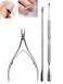 3Pcs Nail Care Tools Scissors Cuticle Pusher Smooth Nails Manicure Tools Silver

