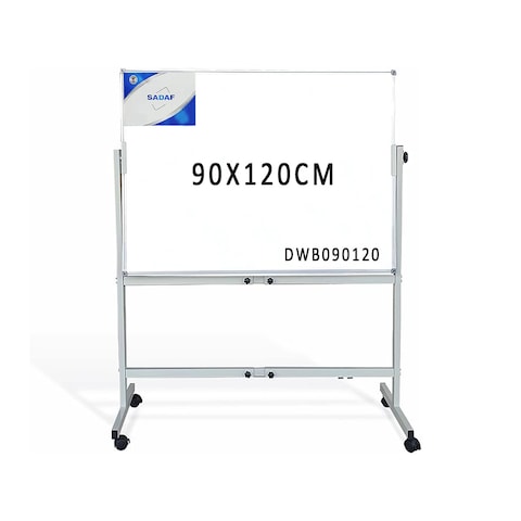 DOUBLE SIDE MAGNETIC WHITE BOARD WITH METAL STAND 90X120CM