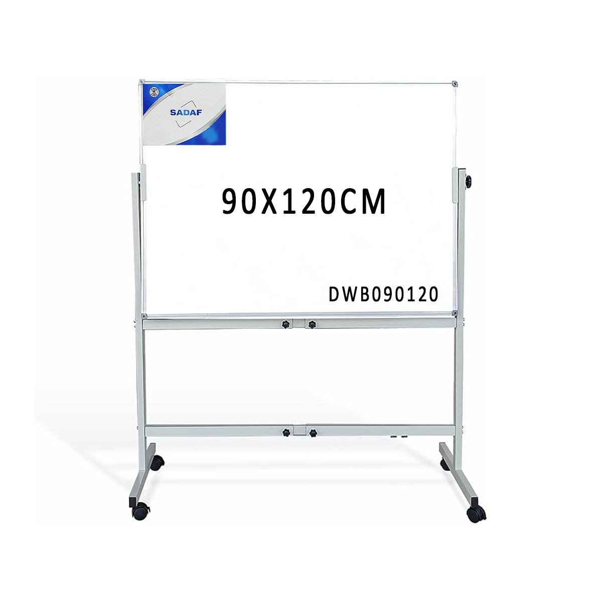 DOUBLE SIDE MAGNETIC WHITE BOARD WITH METAL STAND 90X120CM