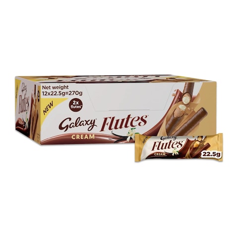 Galaxy Flutes Waffer Rolls with Vanilla Cream - 22.5 gram - 12 Packs