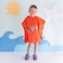 Milk&amp;Moo Kids Poncho   %100 Cotton   Hooded Beach Towels for Kids   Open Sided   Ultra Soft and Absorbent   Jungle Friends Embroidery   One Size   22,5x24 inch (57x61 cm)   Orange