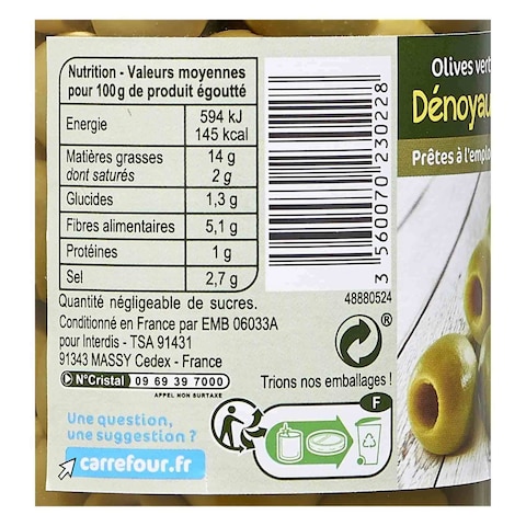 Carrefour Green Olives 370ML