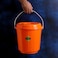Royalford 13L Plastic Bucket With Lid- Rf11718 Multi-Purpose Utility Bucket With A Lid And Steel Handle Break-Resistant, Light-Weight, Durable Construction Perfect For Bathroom, Kitchen, Orange