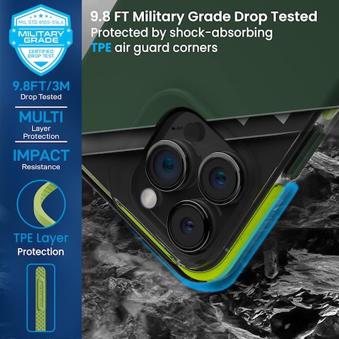 Remson Mag-X Magnetic Hybrid Protective Silicone Case Military Grade Protection For iPhone 14 Pro (Green)
