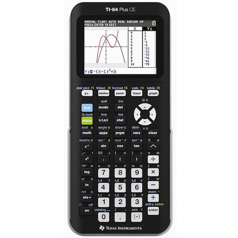 تكساس آلة حاسبة للرسوم البيانية TI-84 Plus CE-T - أسود