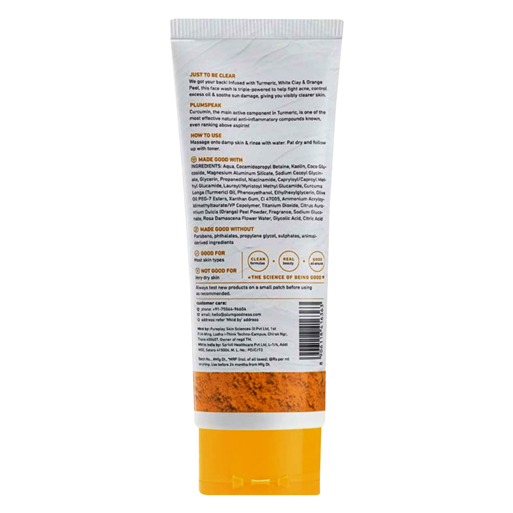 Plum Turmeric And White Clay Acne Action Face Wash 100Ml