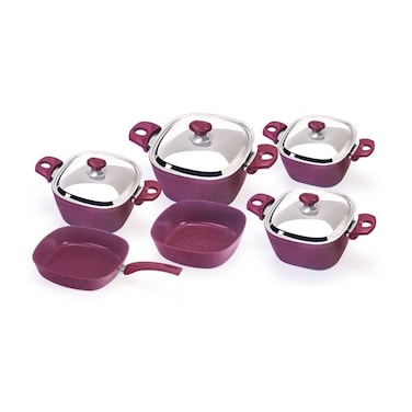 Top Chef Granite Cooking Pots Set, 18-20-24-28 - 8 Pieces + Oven Tray - Size 26 + Frying Pan - Size 26