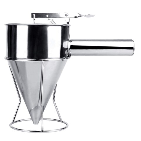 MyLifeUNIT Stainless Steel Pancake Batter Dispenser, Funnel Dispenser with Stand for Takoyaki and Baking