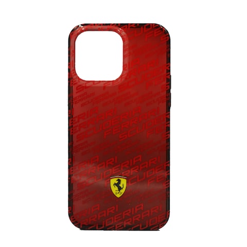Ferrari Gradient Pc/Tpu Case With Allover Scuderia &amp; Dyed Bumper For Iphone 14 Pro Max Red