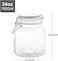 Star Cook Airtight Glass Canister Set of 3 with Lids Food Storage Jar Square with Clear Preserving Seal Wire Clip Fastening for Kitchen Canning Cereal,Pasta,Sugar,Beans,Spice (1000ML)