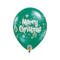 Qualatex Merry Christmas Ornaments Latex Balloons- 6-Pieces- 11-Inch Size- Emerald Green