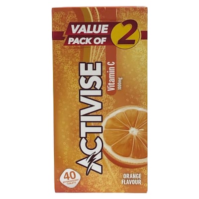Activise Vitamin C 1000mg Orange Flavour Effervescent 20 Tablet Pack of 2