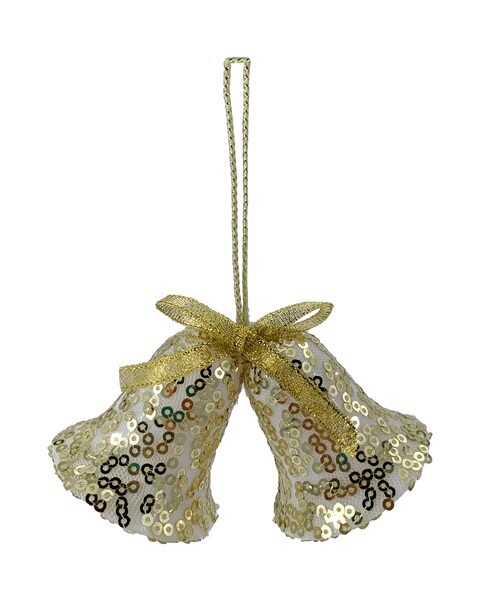 Christmas Hanging Bells w/ Sequins Gold 2Pcs/Pk