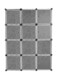 Generic - 12-Cells Modular Floral Pattern Detachable Storage Cabinet Black/Clear 6feet