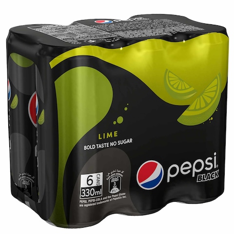 Pepsi Zero Lime Cola Beverage Cans 330ml Pack of 6