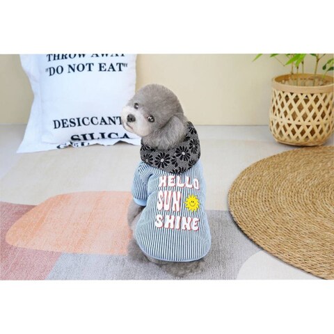 Hong Pet Cool Silk Stripe Color Hat Jacket - Blue L