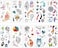 Cute Watercolor Cartoon Design Temporary Tattoo Feather bird Butterfly Flower Transfer Tattoo Stickers for Women Girl Tatoos 10 Sheets