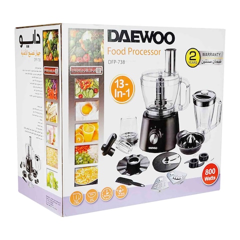 Daewoo DFP-738 13-In-1 Food Processor 800W 2L Black