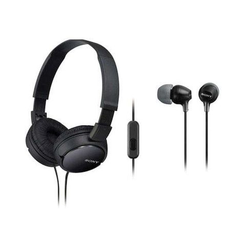 Sony MDREX15AP Earphones In-ear Black With Sony MDRZX110LP Headphones Over-ear Black