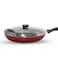 Nonstick Flat Fry Pan with lid Red/Black 24CM