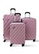 Parajohn 3-Piece Hard Side ABS Luggage Trolley Set 20/24/28 Inch, Pink