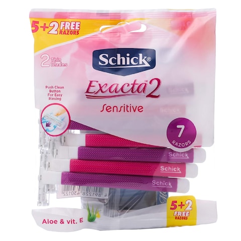 SCHICK EXACTA RAZOR PURPLE &amp; PINK 5+2 FREE