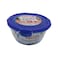 Pyrex Cook &amp; Go Glass Round Dish With Lid Blue And Clear 1.6L