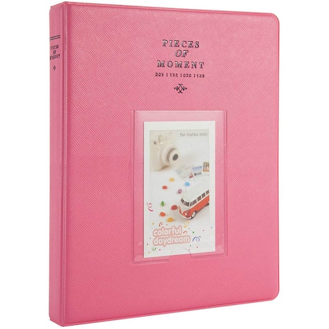 Ozone - 128 Pockets Mini Photo Album for Fujifilm Instax Mini 9 8 7 7S 50 70 90 / Instax SP-1/ Polaroid Instant Camera &amp; Name Card - Flamingo Pink