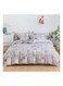 6-Piece Double Size Duvet Cover Set Microfiber Pumice 1 Duvet Cover 200x230 cm, 1 Flat Sheet 220x280 cm, 4 Pillow Cover 48x74 cm Multicolour